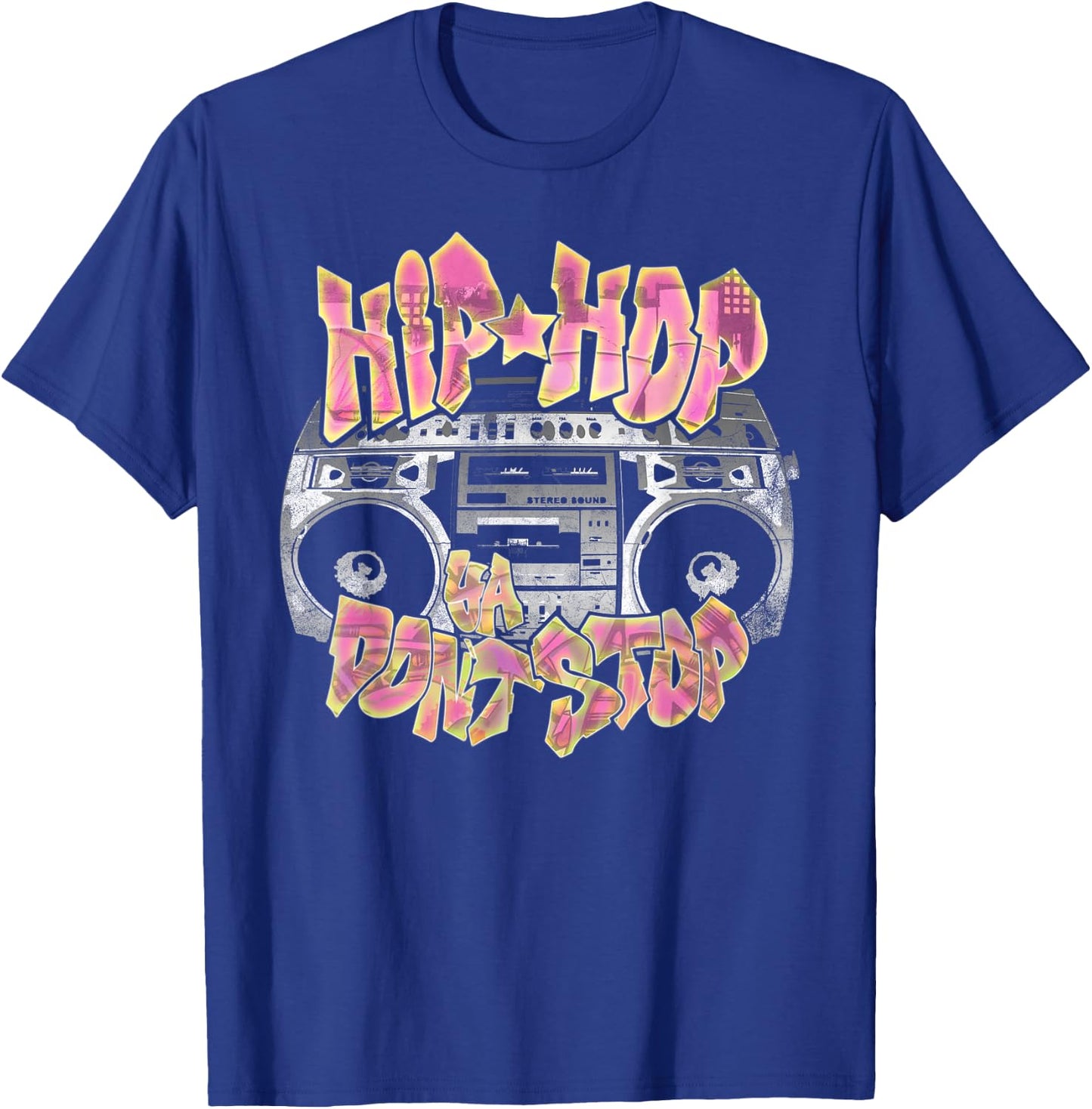 Hip Hop Ya Don't Stop - Old School 80s 90s Boombox T-Shirt - T-Shirt | Royal
