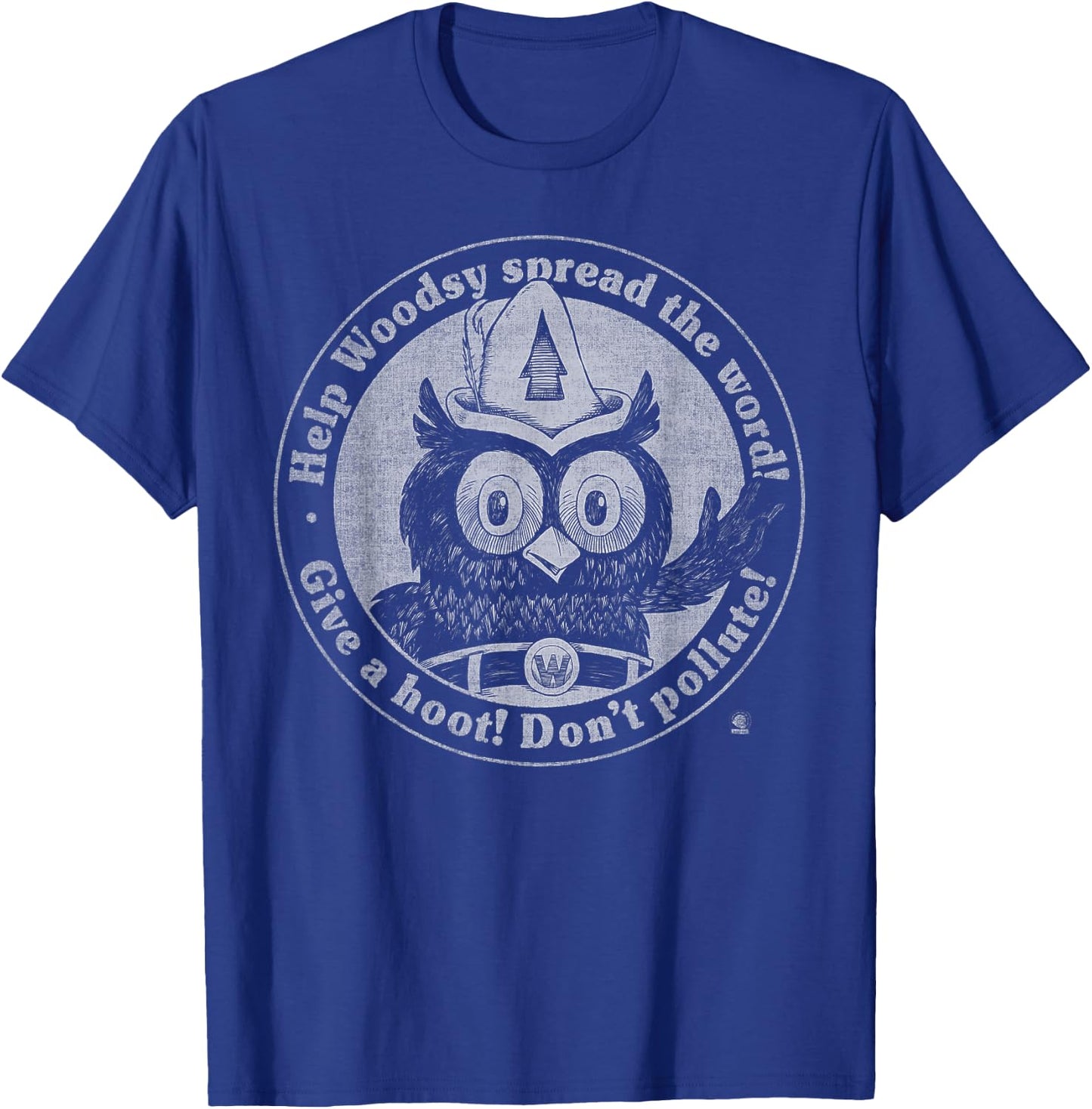 Woodsy Owl Give a Hoot Don't Pollute Faded Vintage T-Shirt - T-Shirt | Royal