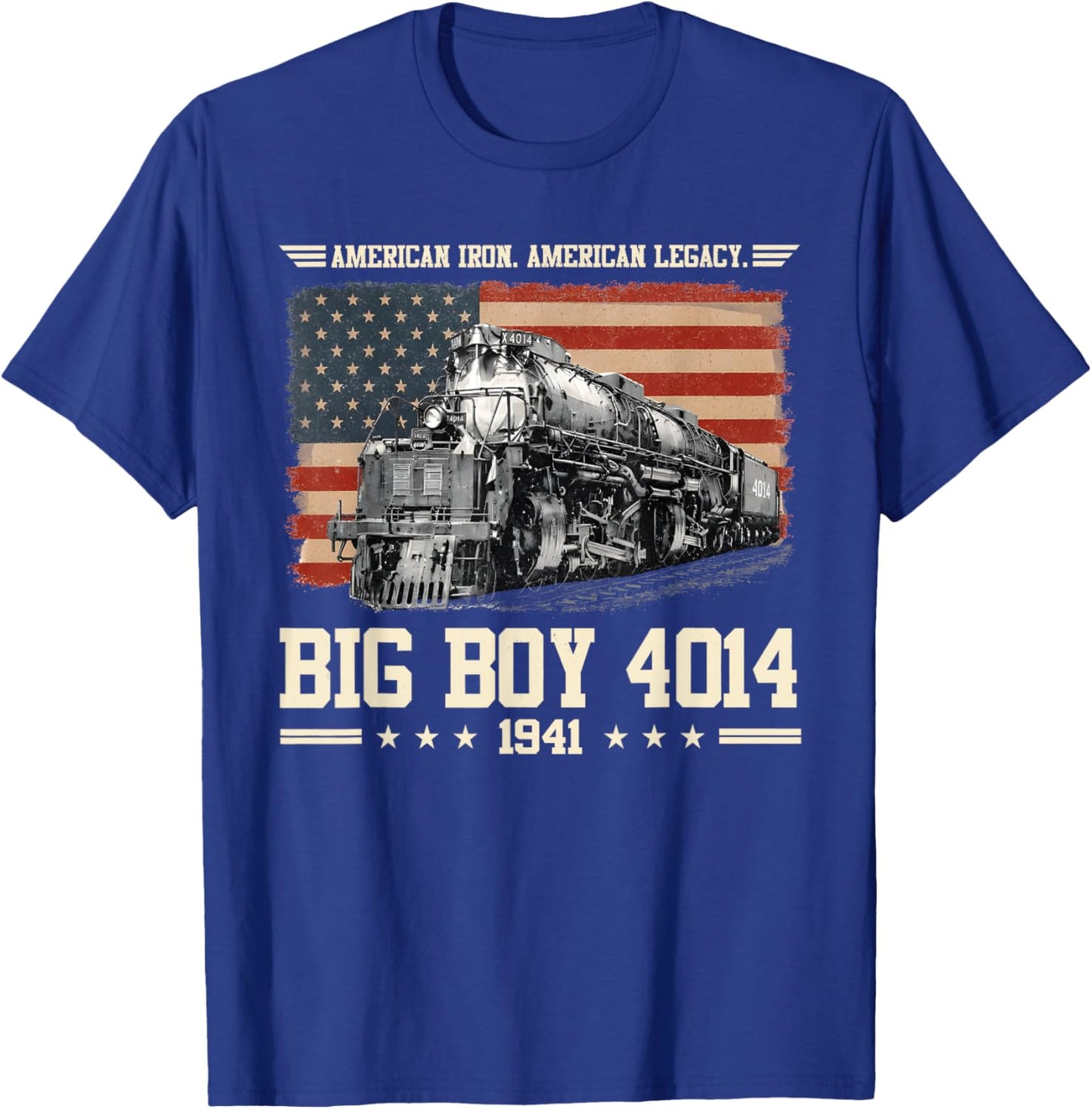 Big Boy 4014 Train USA 250th Anniversary Patriotic American T-Shirt - T-Shirt | Royal