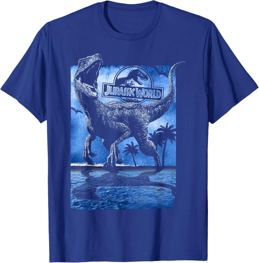 Jurassic World Raptor Moon Light Logo Graphic T-Shirt - T-Shirt | Royal