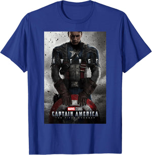 Marvel Studios Captain America Movie Poster T-Shirt - T-Shirt | Royal