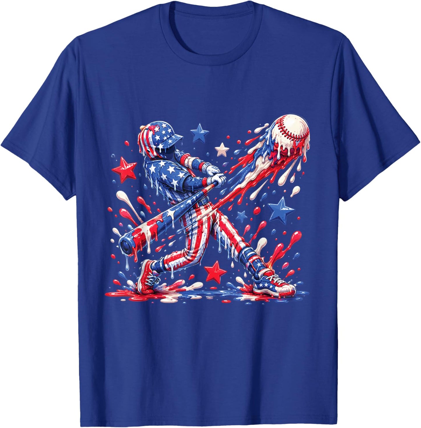 Baseball Drip Ice Cream 4th of July American USA Flag Boys T-Shirt - T-Shirt | Royal
