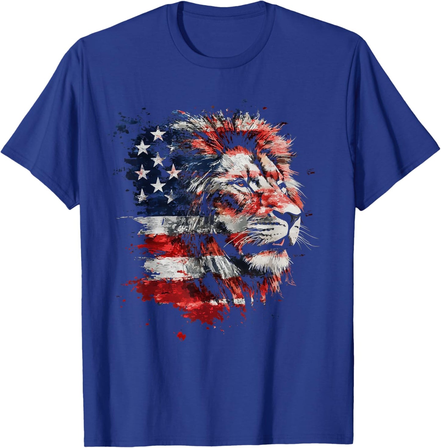 Patriotic Lion American Flag 4th Of July African Animal Lion T-Shirt - T-Shirt | Royal