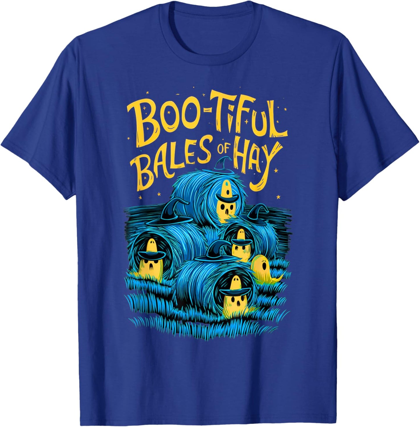 Funny Farmer Costume Halloween Spooky Zombie Bales of Hay T-Shirt - T-Shirt | Royal