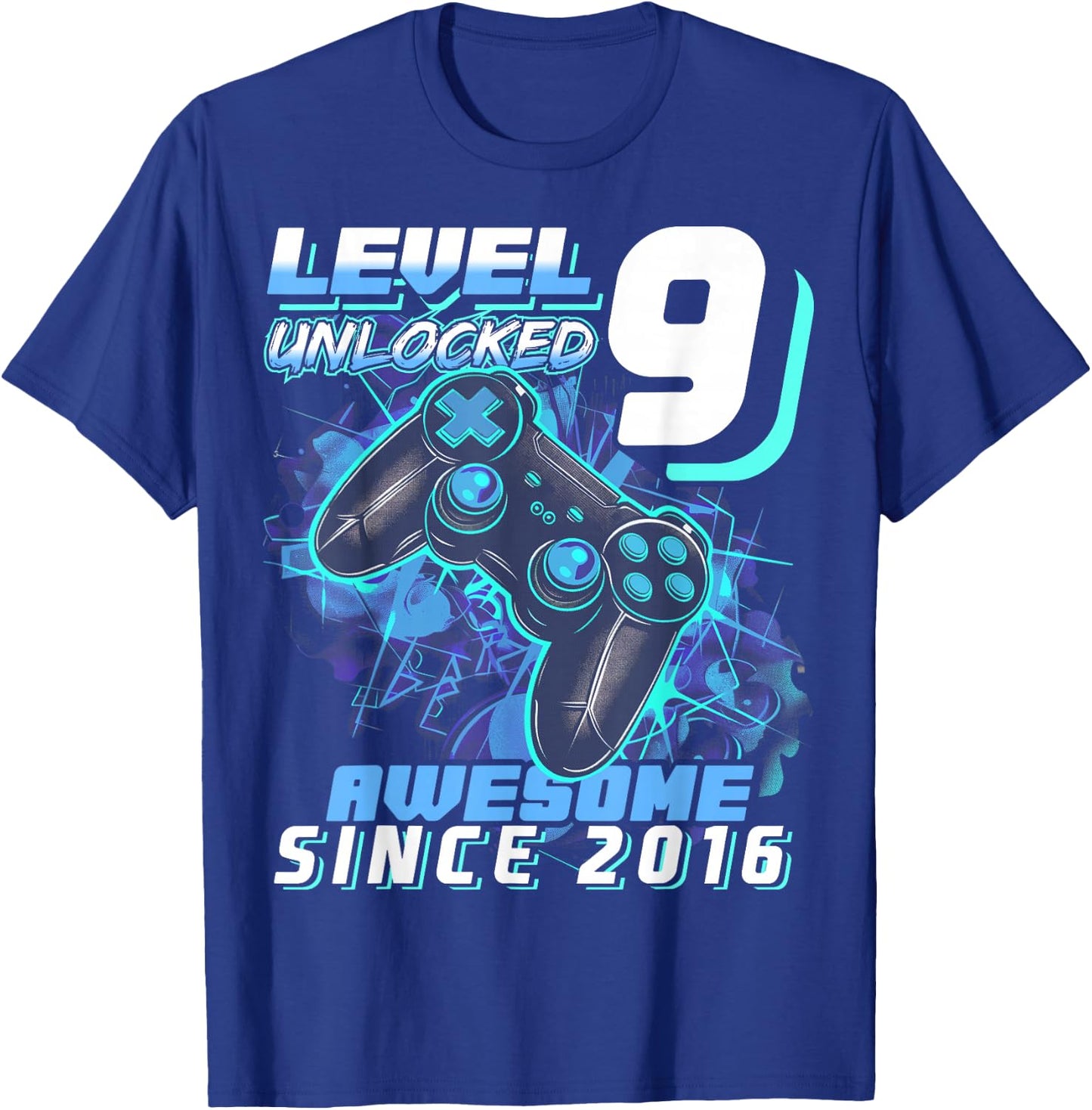 9th Birthday Boy Level 9 Gamer 9 Year Video Game Party T-Shirt - T-Shirt | Royal