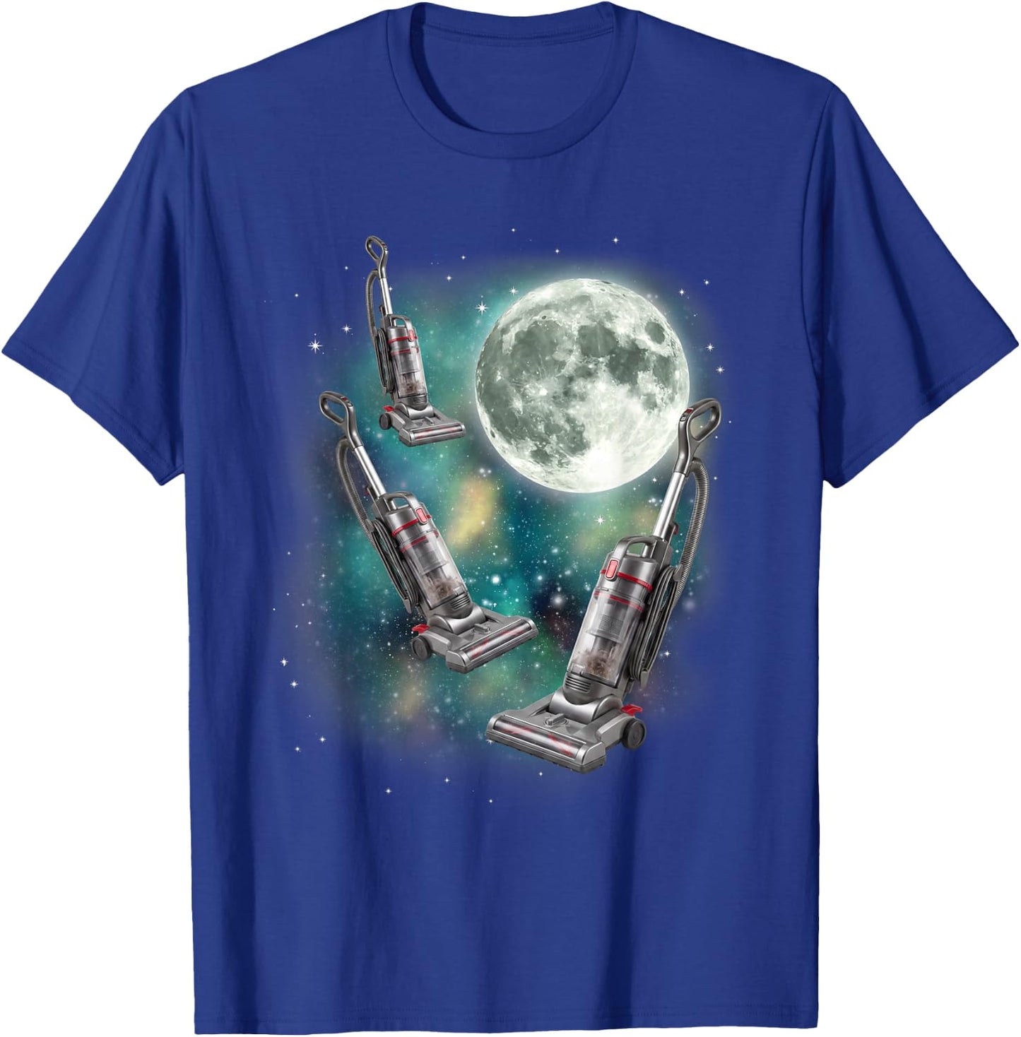 Three Vacuum Moon | Funny Silly Housecleaner Meme T-Shirt - T-Shirt | Royal
