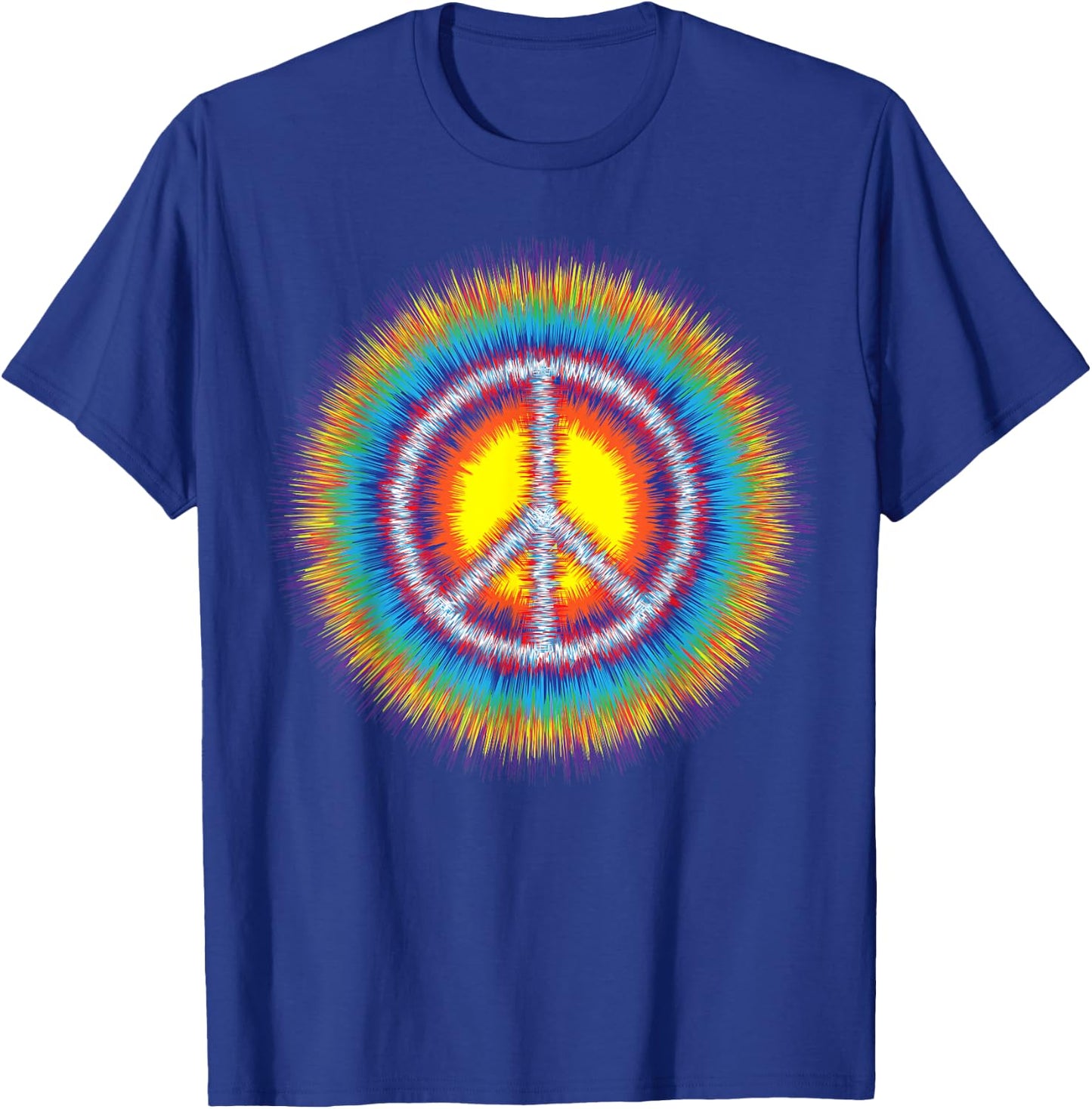 Sunburst Peace Sign Retro Starburst Hippie Tye Die T-Shirt - T-Shirt | Royal