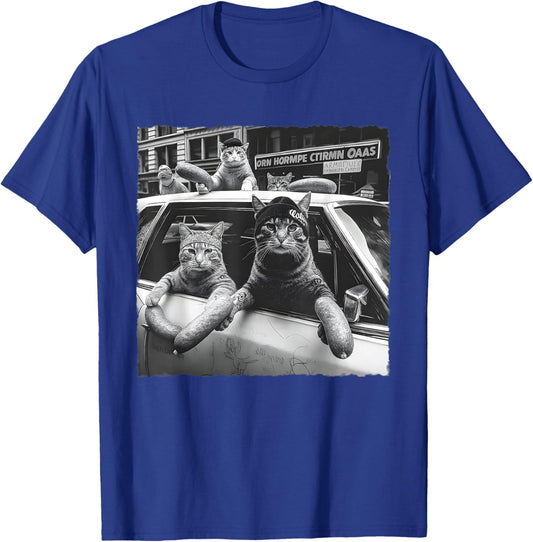 Funny Cat Gang Meme Cool Vintage Humor Sarcastic Men Women T-Shirt - T-Shirt | Royal