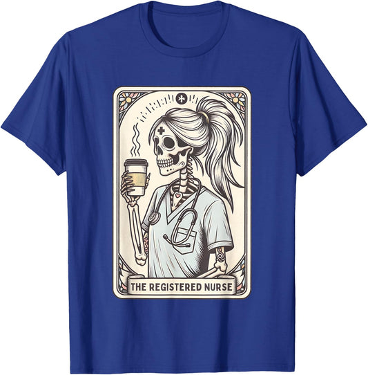 Registered Nurse Nurse Tarot Card Fall Skeleton Nurse T-Shirt - T-Shirt | Royal