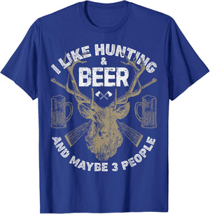 I Like Hunting & Beer And Maybe 3 People T shirt Men Hunter T-Shirt - T-Shirt | Royal