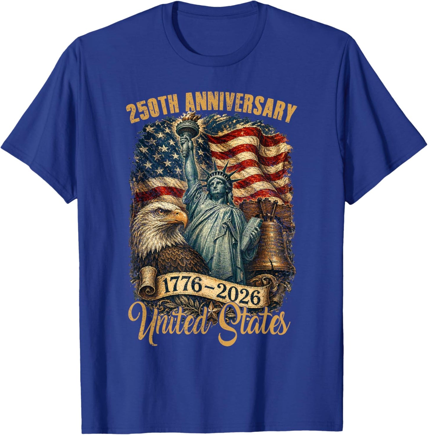 250 Years American Anniversary 1776-2026 USA Flag Men Women T-Shirt - T-Shirt | Royal