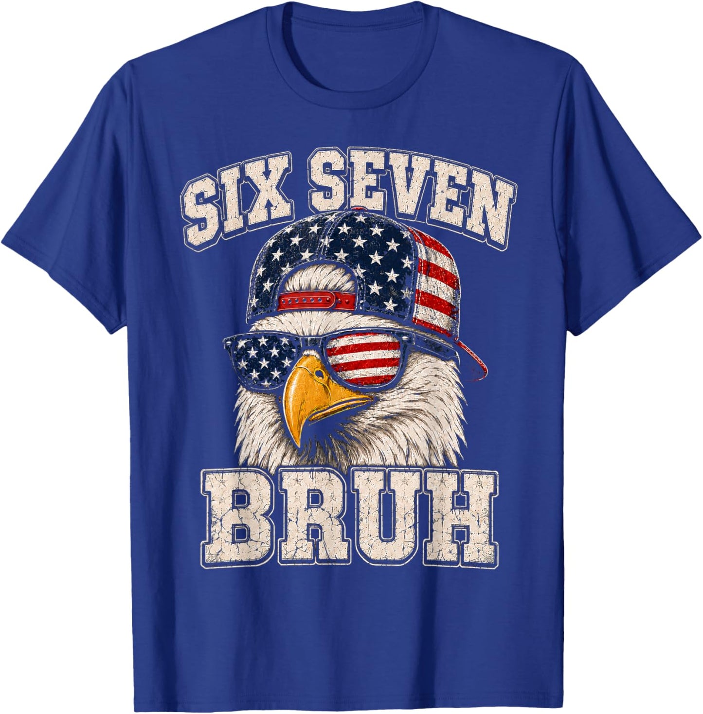 4th of July Boys Outfit 67 Six Seven Bruh American Patriotic T-Shirt - T-Shirt | Royal