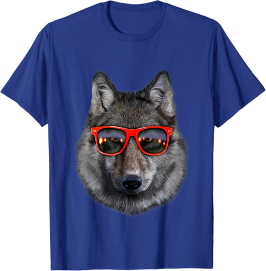 Wolf in Retro Sunglass Frame, Wolves T-Shirt - T-Shirt | Royal