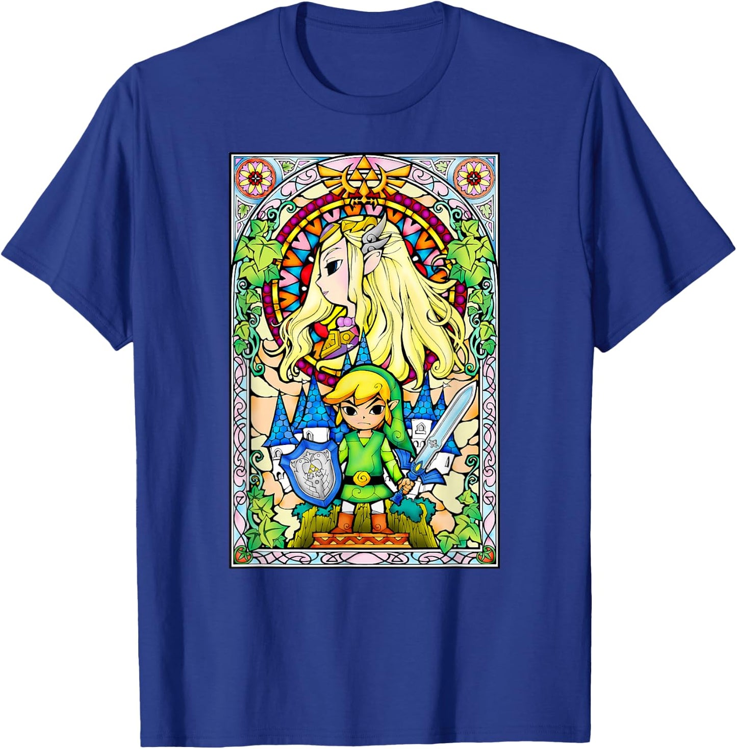 Legend Of Zelda Wind Waker Stained Glass Graphic T-Shirt - T-Shirt | Royal