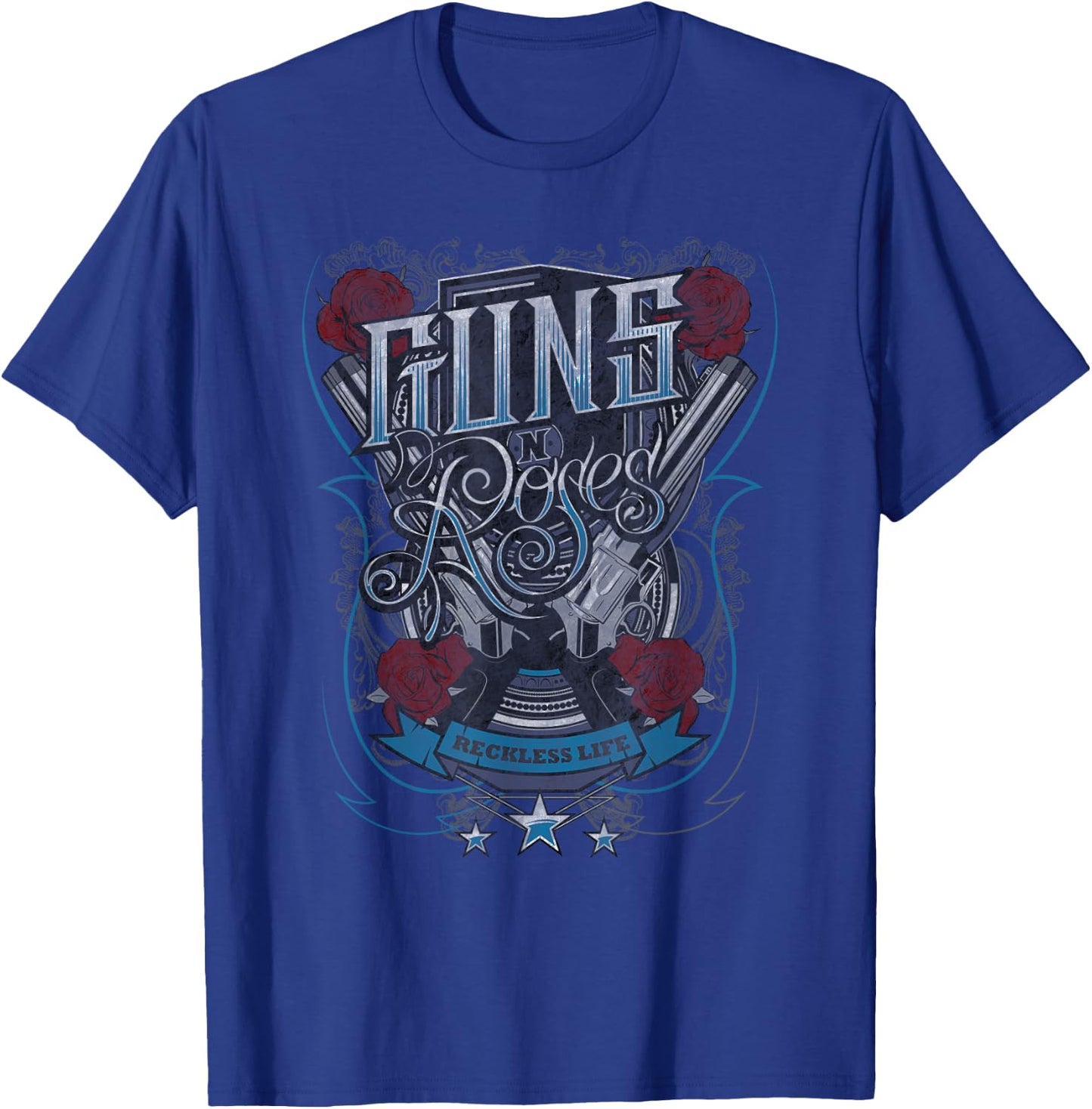 Guns N' Roses Official Reckless Life Guns T-Shirt - T-Shirt | Royal