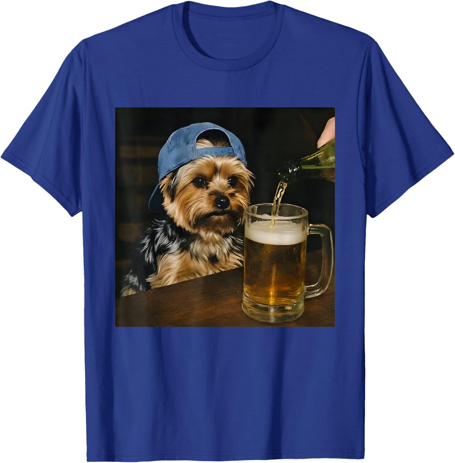 Funny Yorkie Drinking Beer Cute Dog Meme Humor T-Shirt - T-Shirt | Royal