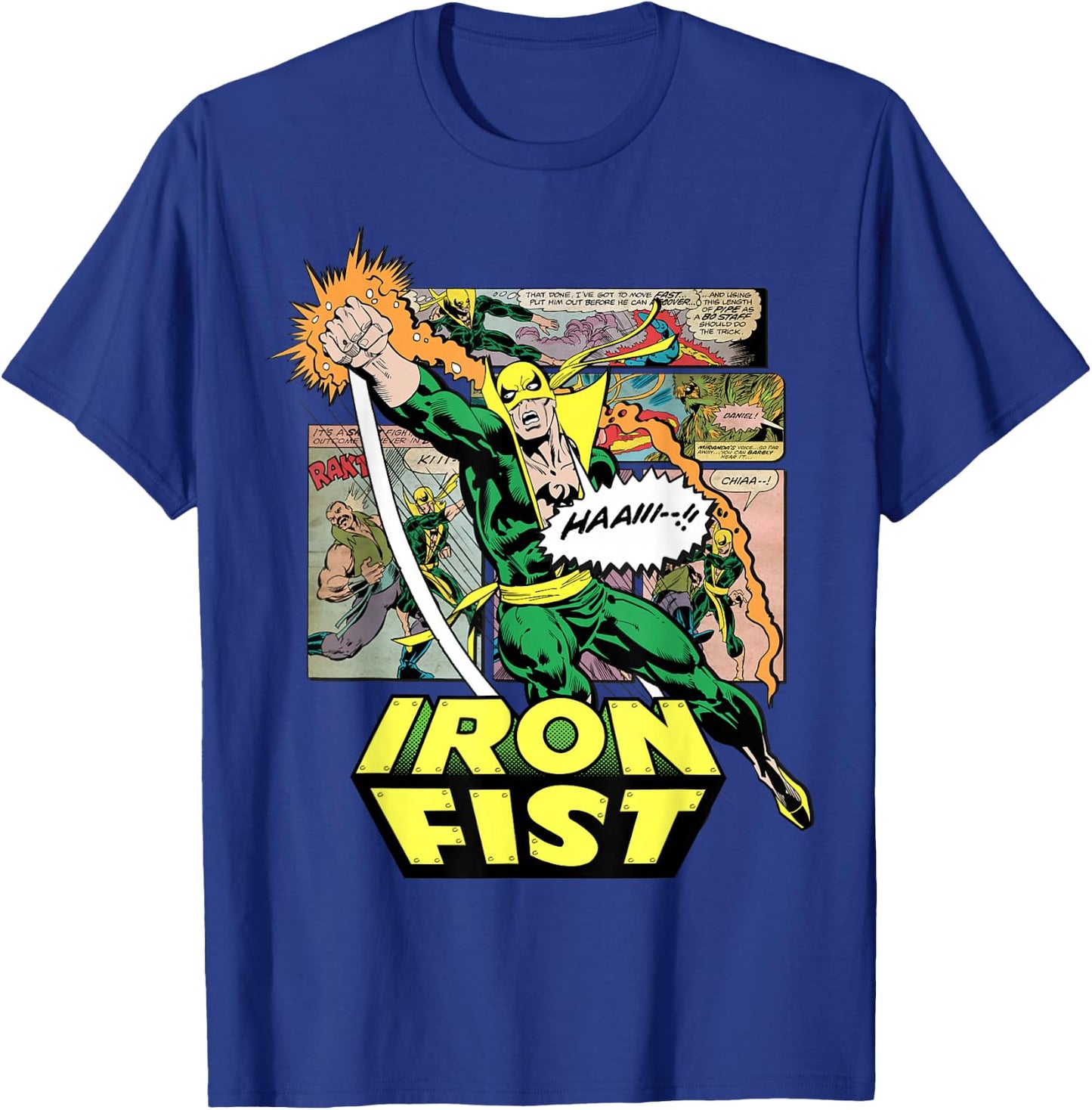 Marvel Comics Retro Classic Iron Fist Comic Book Punch Up T-Shirt - T-Shirt | Royal