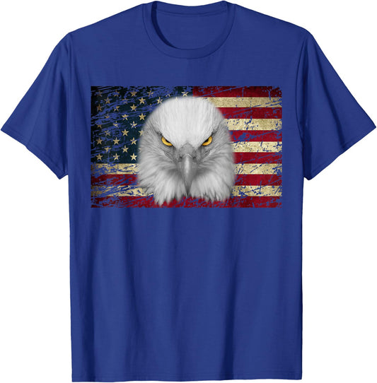 American Bald Eagle Eyes Shirt USA Flag Patriotic Shirt T-Shirt - T-Shirt | Royal