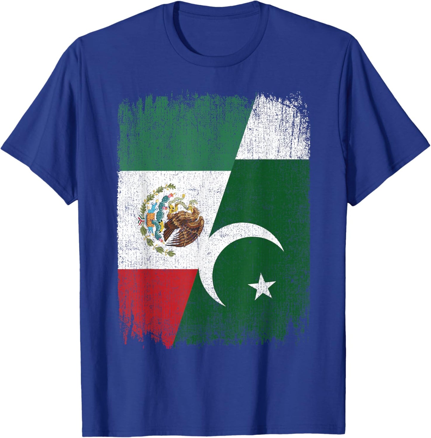 Half Mexico Pakistan Flag Mexican Pakistani Roots T-Shirt - T-Shirt | Royal