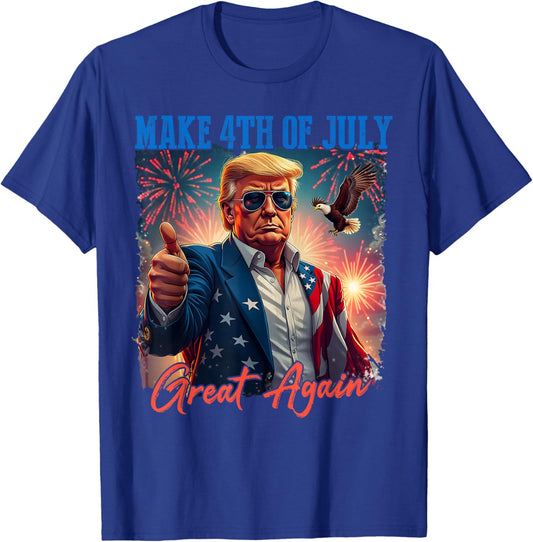 Donald Trump Patriotic Firework Make 4th Of July Great Again T-Shirt - T-Shirt | Royal
