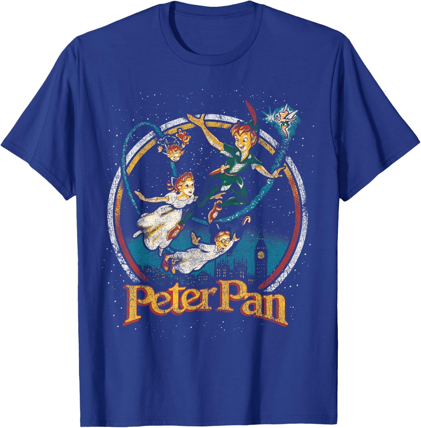 Disney Peter Pan Group London Flying Vintage Faded Graphic T-Shirt - T-Shirt | Royal