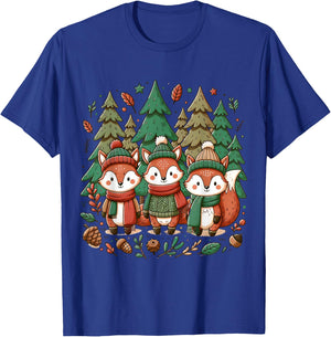Sustainable Woodland Christmas with Festive Forest Creatures T-Shirt - T-Shirt | Royal
