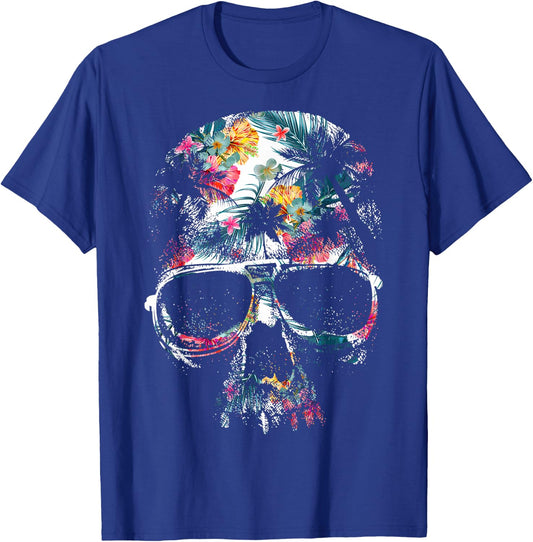 Funny Skull Summer Tropical Aloha Beach Shirt Gift T-Shirt - T-Shirt | Royal
