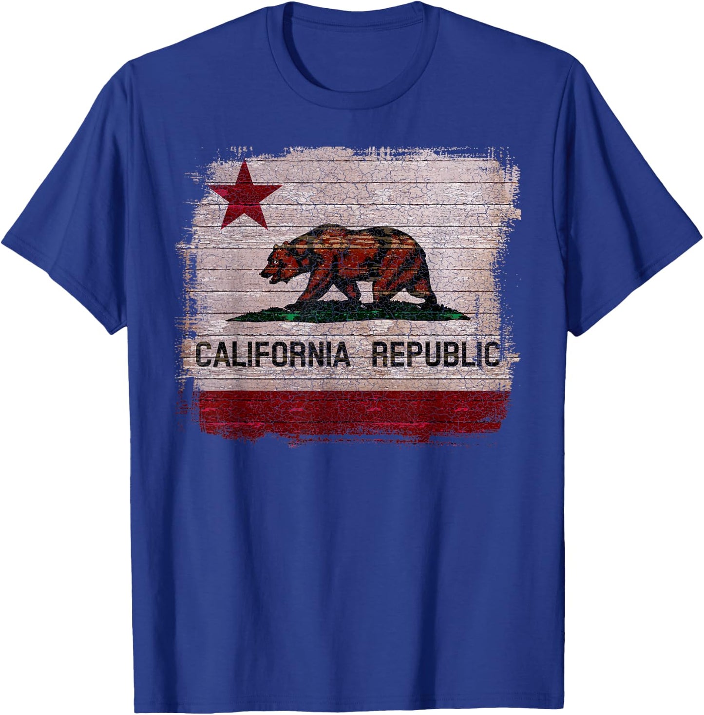California Republic Flag Distressed Bear T-Shirt - T-Shirt | Royal