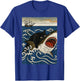 Ukiyo-e Cat Riding Shark Retro Black Cat Shark Rider Ocean T-Shirt - T-Shirt | Royal