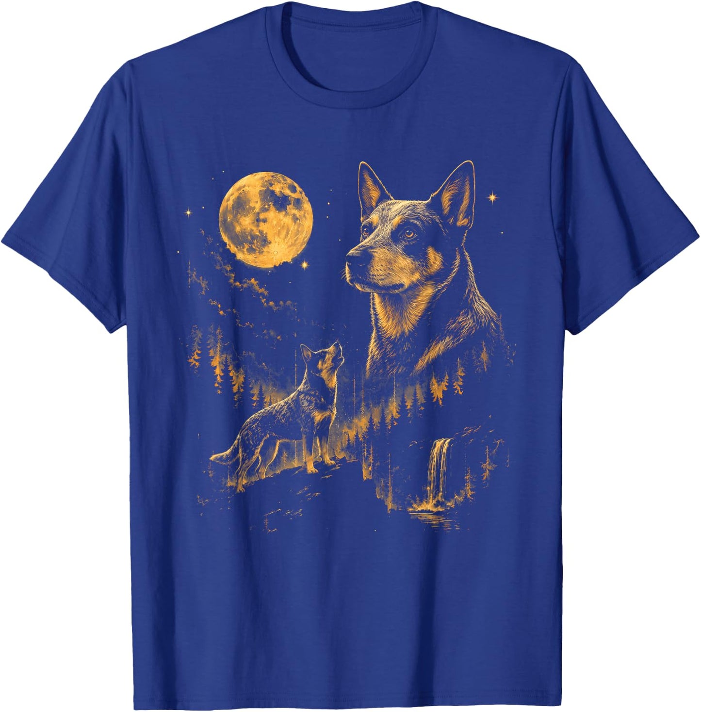 Australian Cattle Dog Howling Moon Funny Love Dog T-Shirt - T-Shirt | Royal
