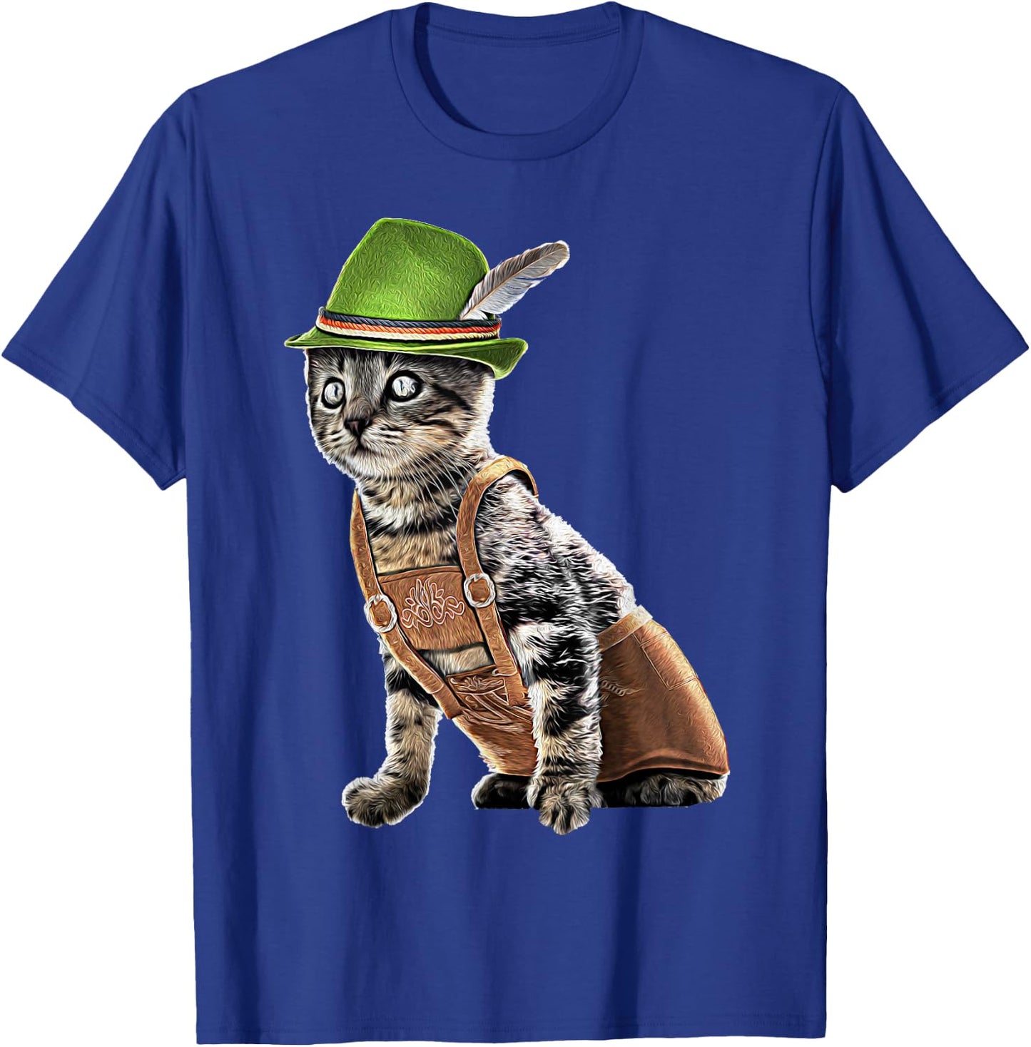 Oktoberfest Cat Bavarian Lederhosen Costume Alpine Hat Gift T-Shirt - T-Shirt | Royal