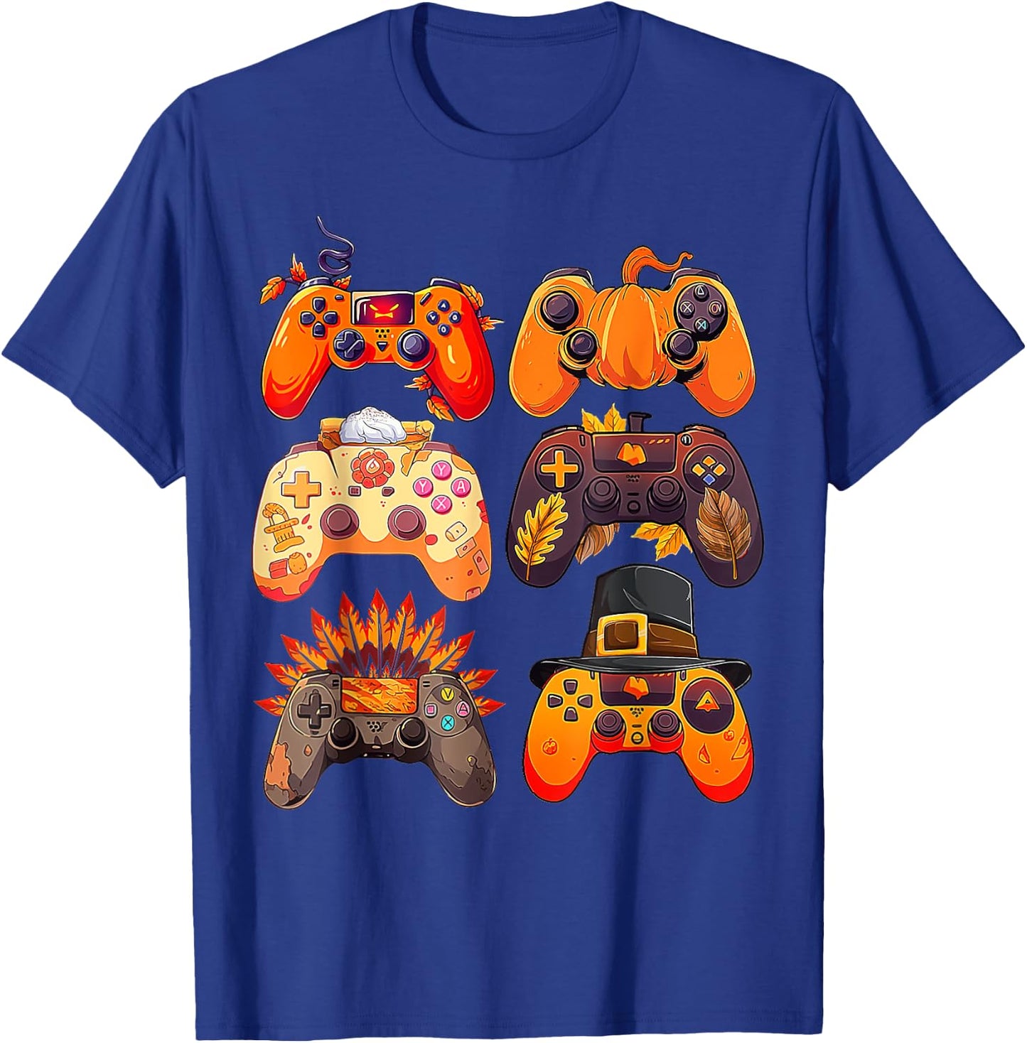 Controllers Fall Gaming Video Game Turkey Thanksgiving Boys T-Shirt - T-Shirt | Royal