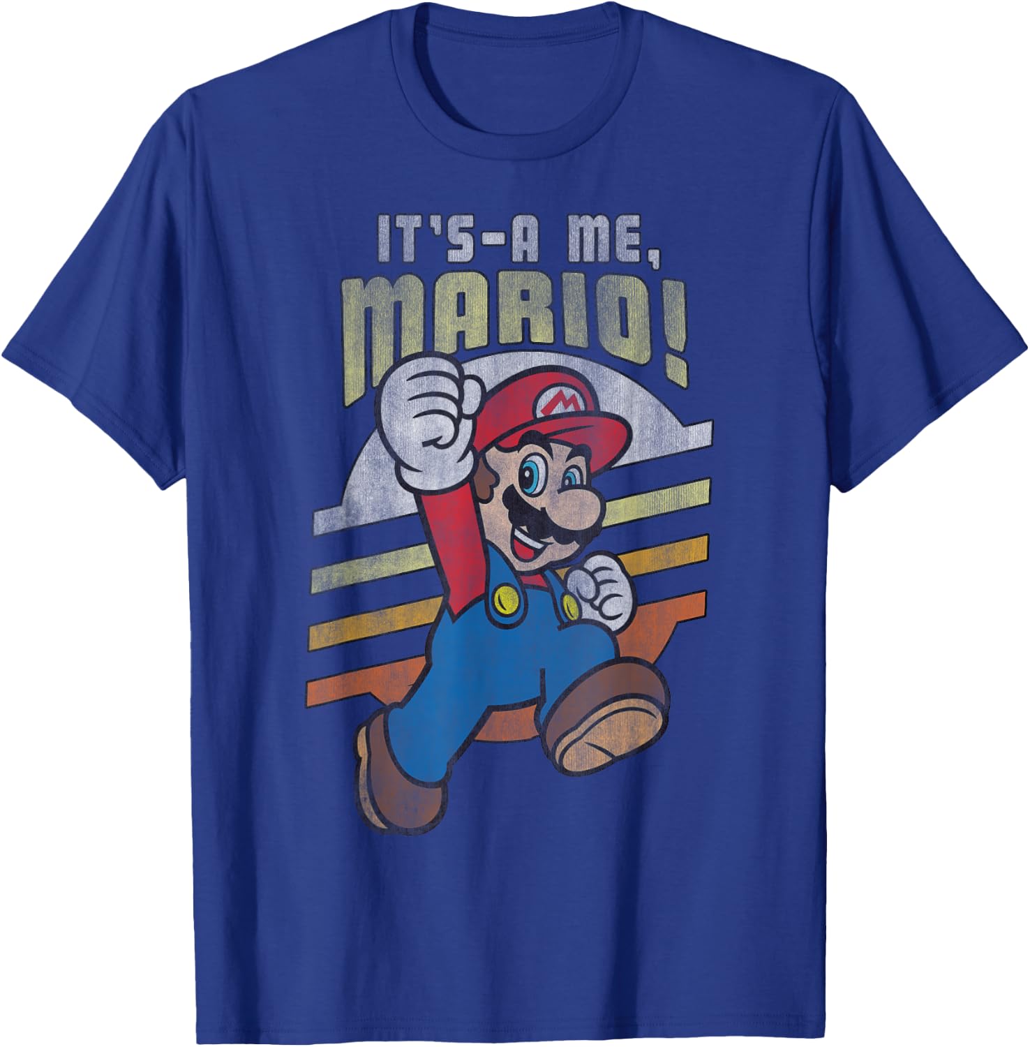 Super Mario It's-A Me, Mario! Distressed Poster T-Shirt - T-Shirt | Royal