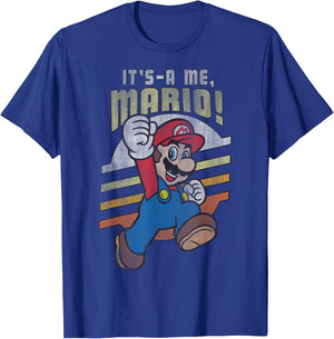 Super Mario It's-A Me, Mario! Distressed Poster T-Shirt - T-Shirt | Royal