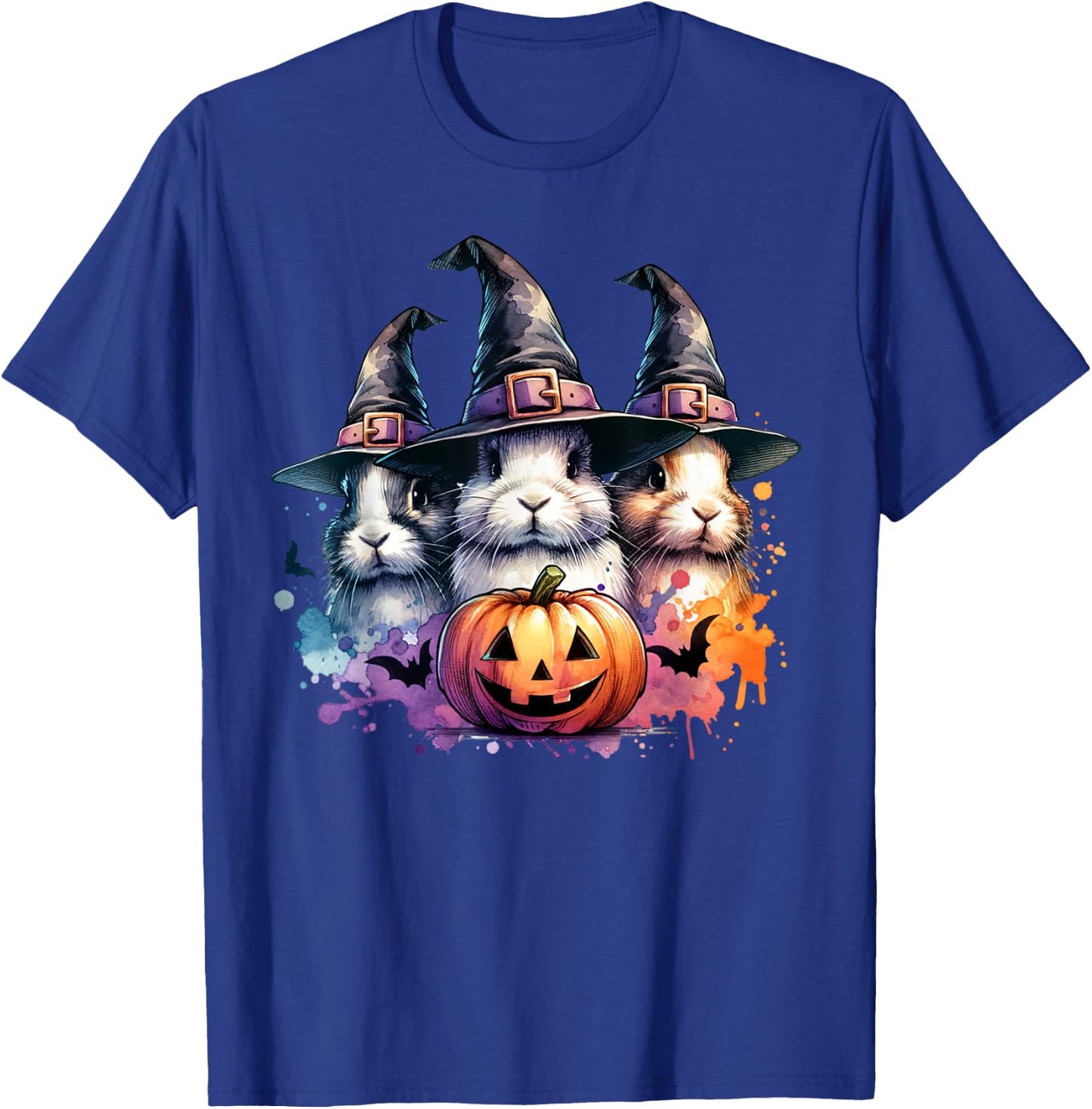 Funny Bunnies Halloween Costume Spooky Season Bunny Witch T-Shirt - T-Shirt | Royal