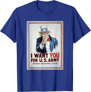 Uncle Sam I Want You For US Army Vintage Poster T-Shirt - T-Shirt | Royal