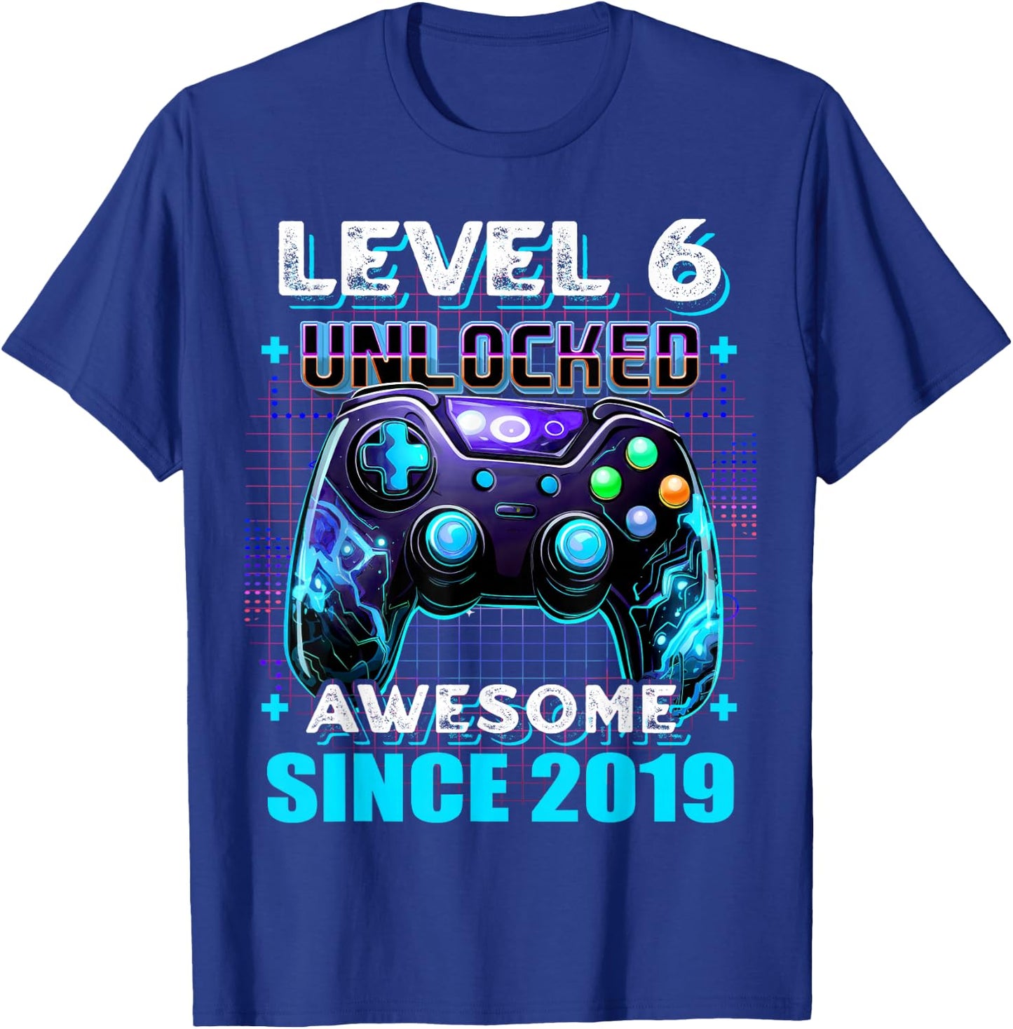 6th Birthday Boy Level 6 Gamer 6 Year Video Game Party T-Shirt - T-Shirt | Royal