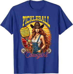 Pickleball Cowgirl Western Girl Funny Pickleball Player T-Shirt - T-Shirt | Royal