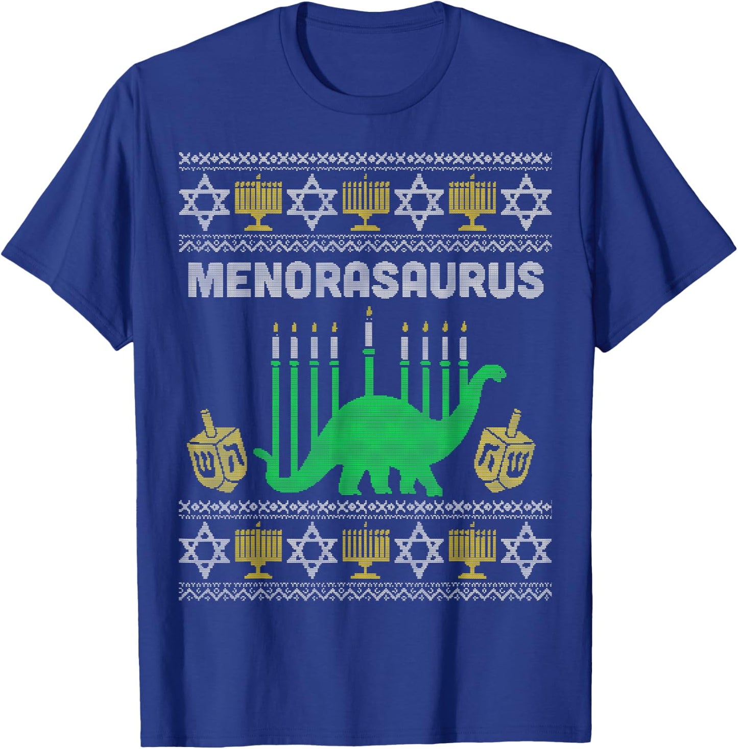 Menorasaurus Shirt, Kids Hanukkah Gift, Chanukah Menorah T-Shirt - T-Shirt | Royal