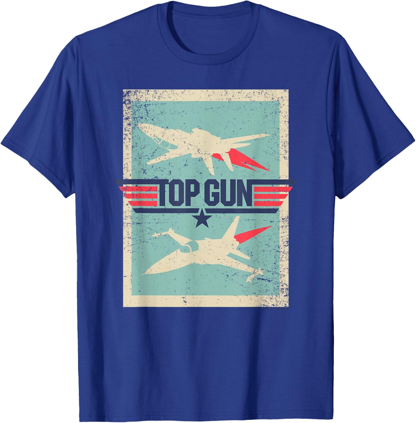Top Gun Inverted Cutout with Distressing Action Movie T-Shirt - T-Shirt | Royal
