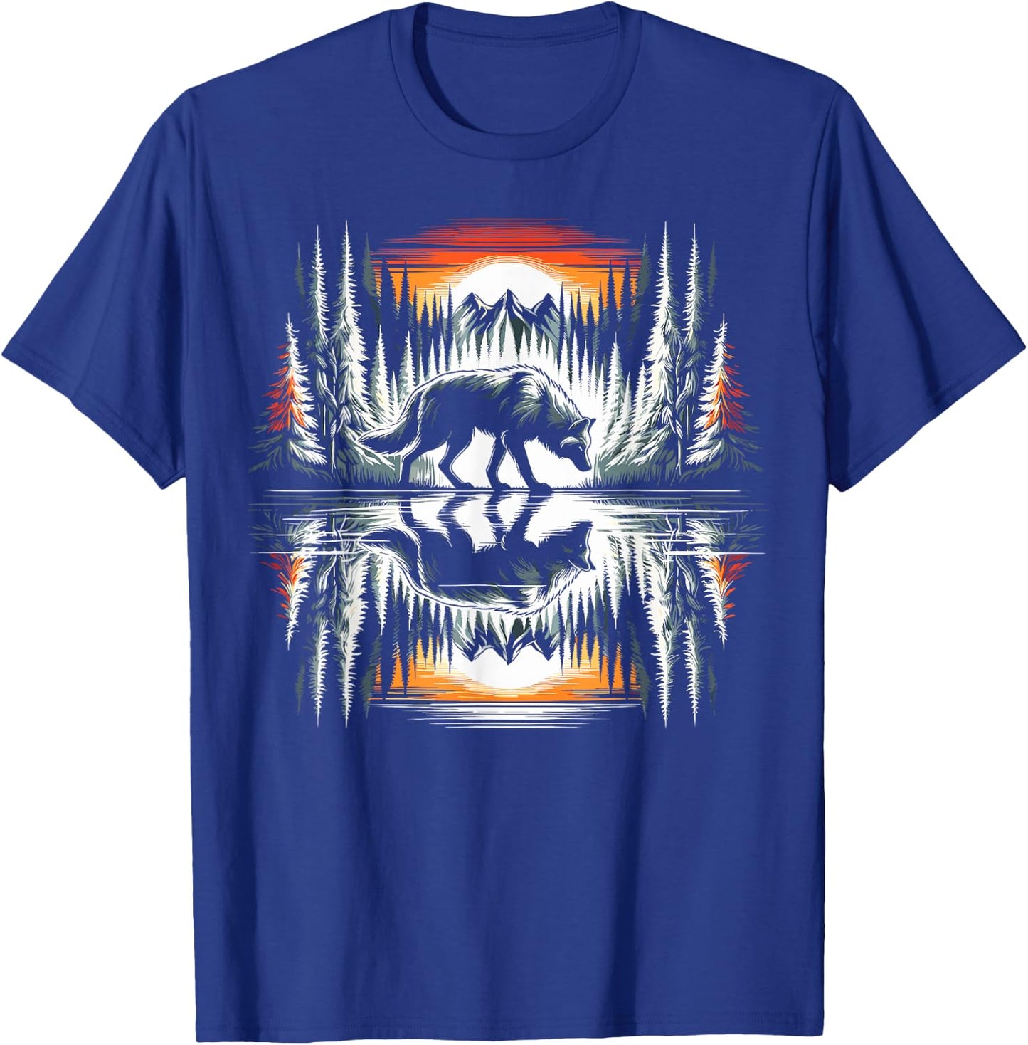 Wolf Forest Nature Wildlife T-Shirt - T-Shirt | Royal