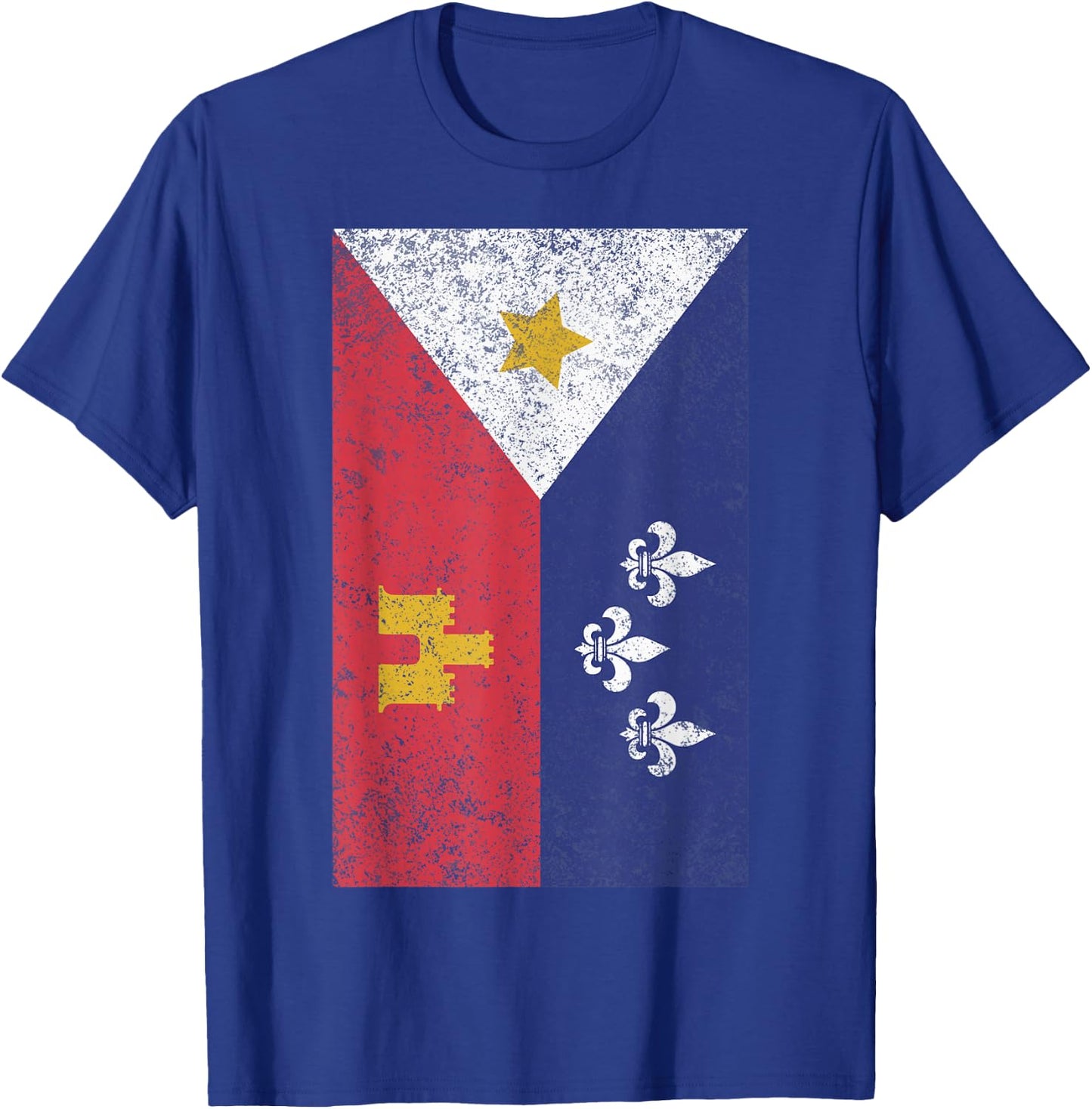 Acadian Flag Retro Cajun T-Shirt - T-Shirt | Royal