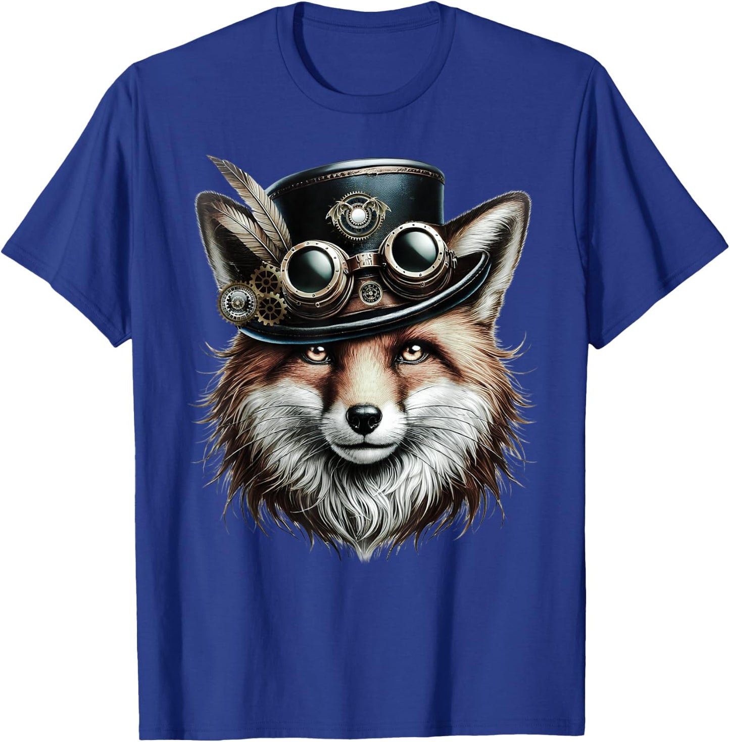 Steampunk Fox Shirt with Goggles and Gear Artwork T-Shirt - T-Shirt | Royal