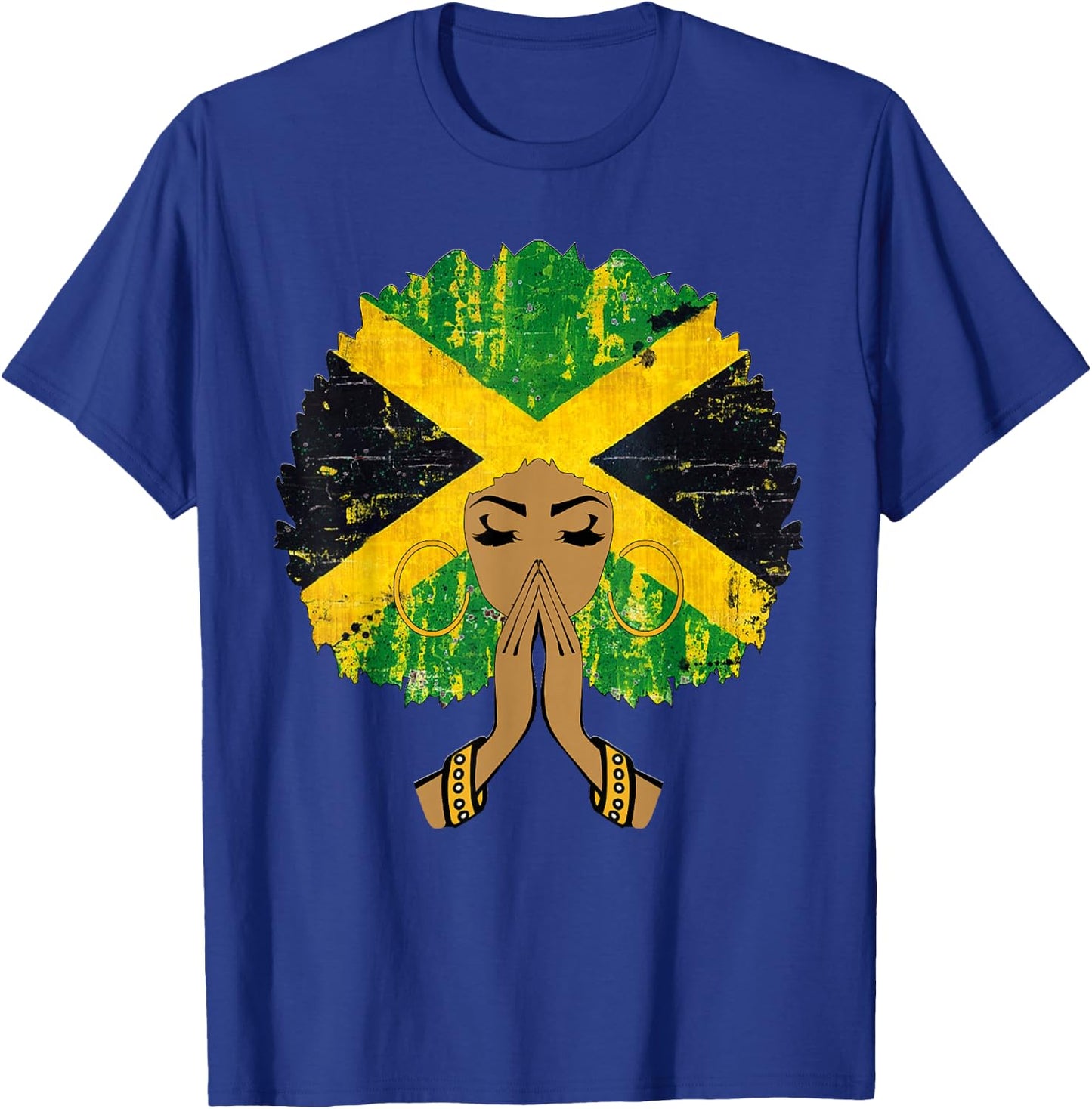 Jamaican Flag Black Woman Melanin Queen Afro Gift T-Shirt - T-Shirt | Royal