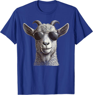 Funny Goat Wearing Sunglasses Goat Animal Lover Farmer T-Shirt - T-Shirt | Royal