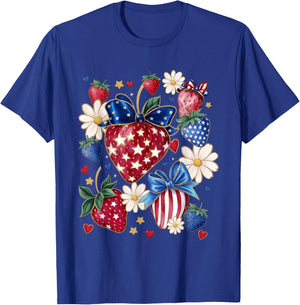 Patriotic Strawberry 4th of July Boho T-Shirt - T-Shirt | Royal