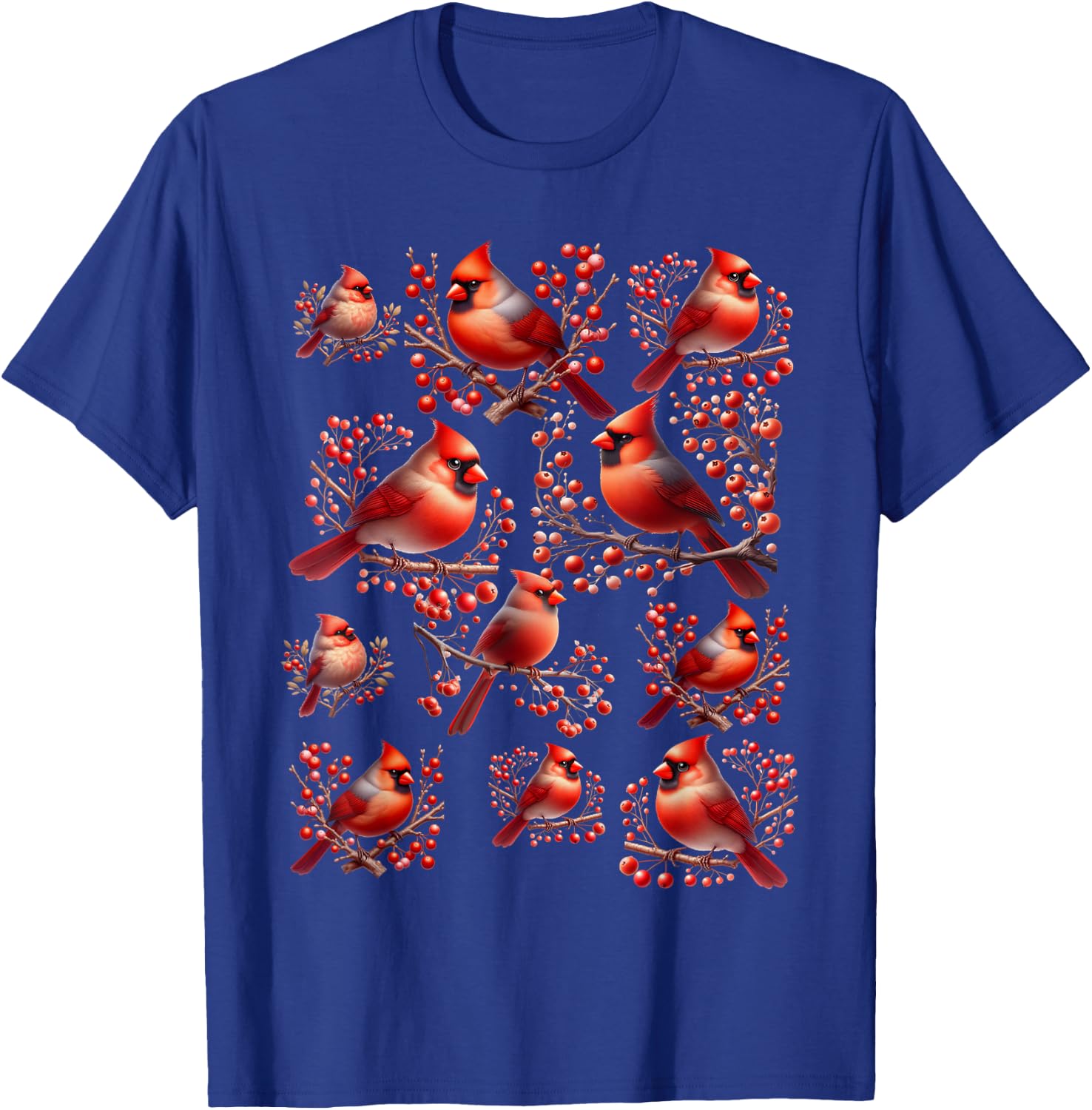 Red Cardinal Birds Christmas Holiday Winter Gift Bird Lovers T-Shirt - T-Shirt | Royal