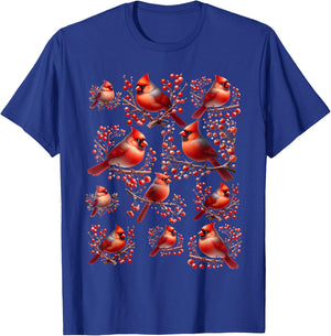 Red Cardinal Birds Christmas Holiday Winter Gift Bird Lovers T-Shirt - T-Shirt | Royal