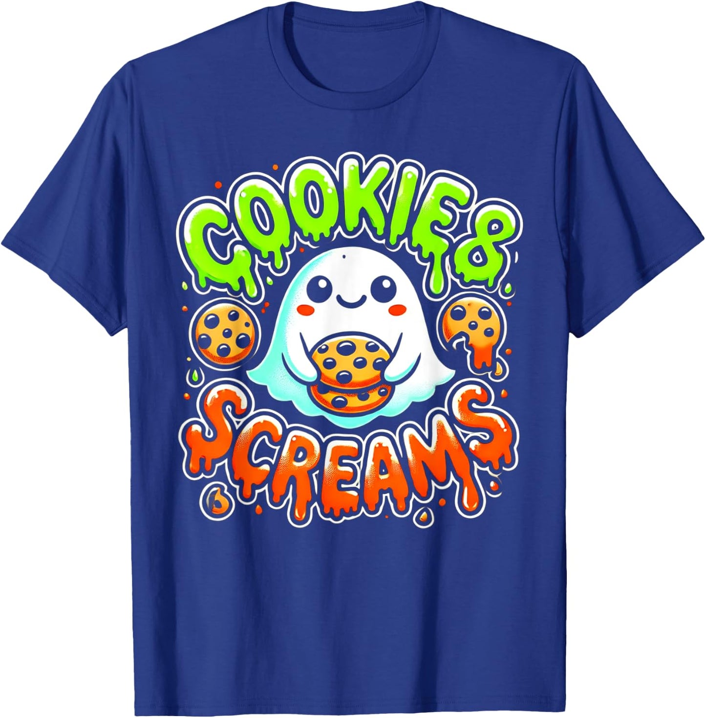 Funny Halloween Cookies and Screams Hungry Ghost T-Shirt - T-Shirt | Royal