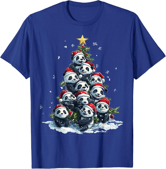 Funny Panda Christmas Tree Xmas Panda Lover Kids Boys Girls T-Shirt - T-Shirt | Royal